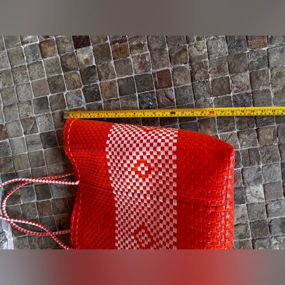 Orange and White Woven Tote Bag - Picture 8 of 8